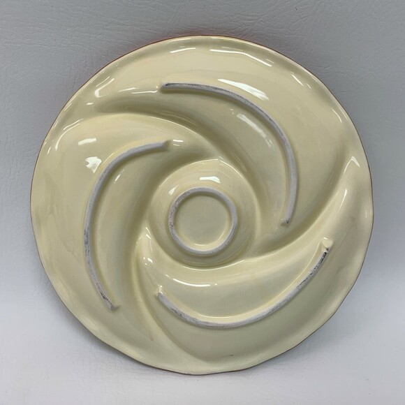 Chip & Dip 10" Divided Dish Plate w/ Fruits Apple Grapes Pear Yellow Green Serve - Picture 2 of 4